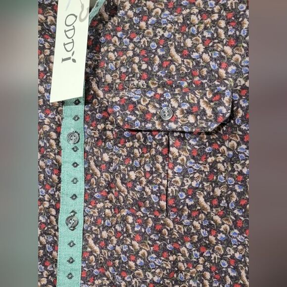 ODDY size small floral print button up with fringe longsleeve top NWT - Picture 5 of 6